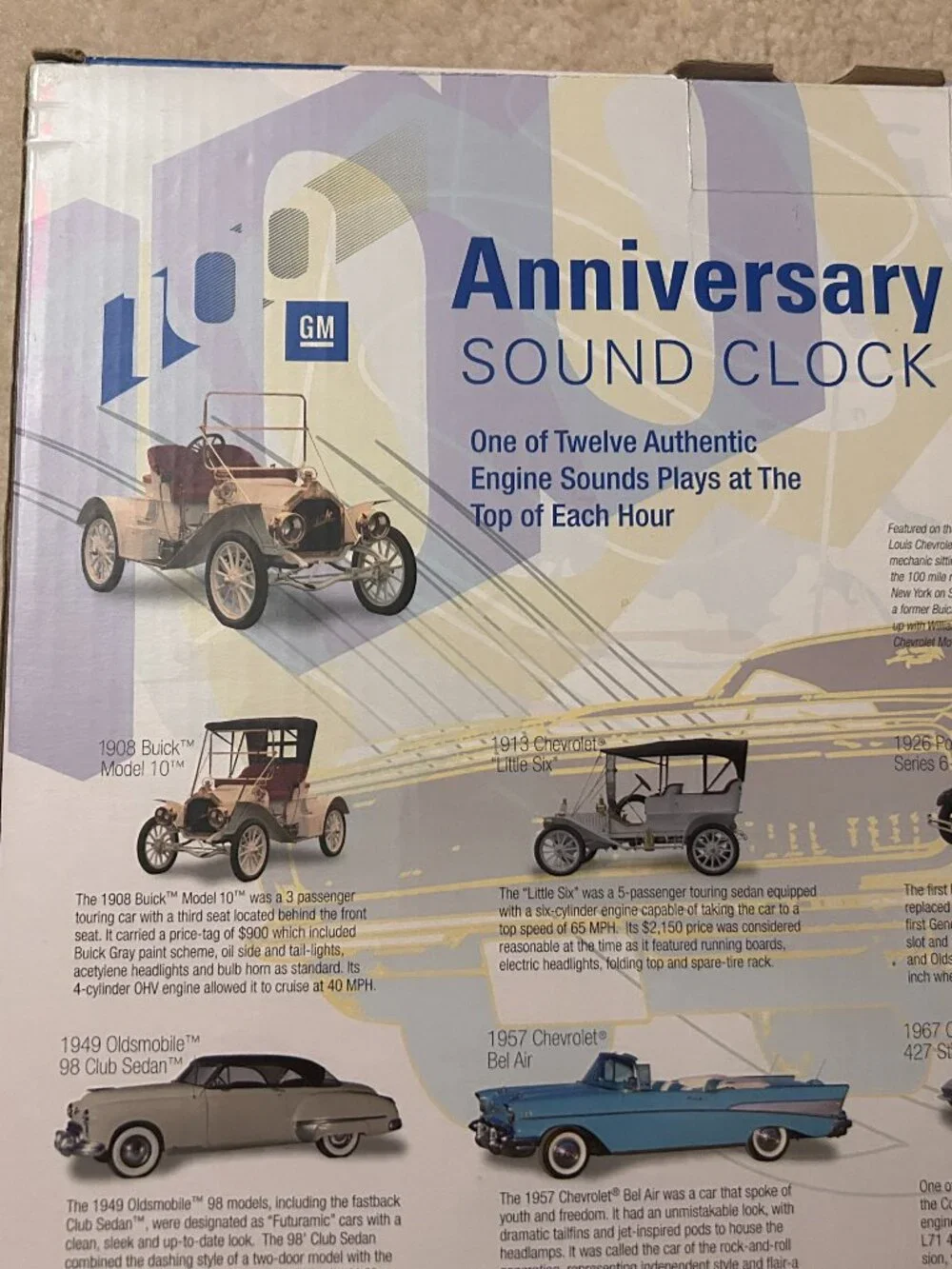 GM 100th Anniversary ~ Wall Clock ~ 12 Authentic Engine Sounds top of each hour